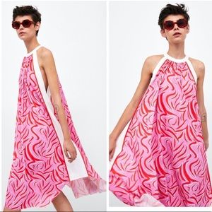Halter Print Mid Dress Size M NWT